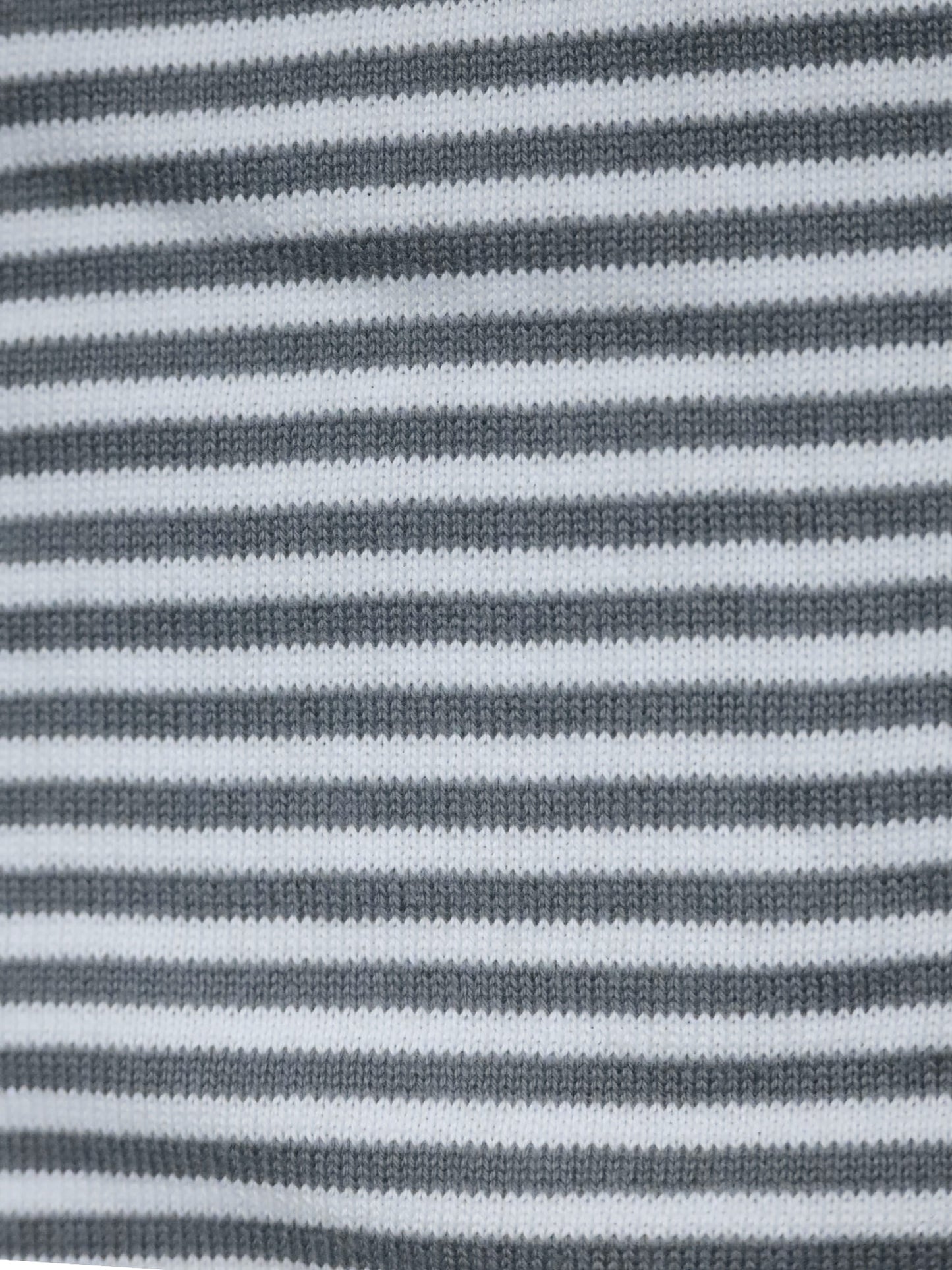 Men Grey & White Striped Round Neck Flat Knit T-shirt