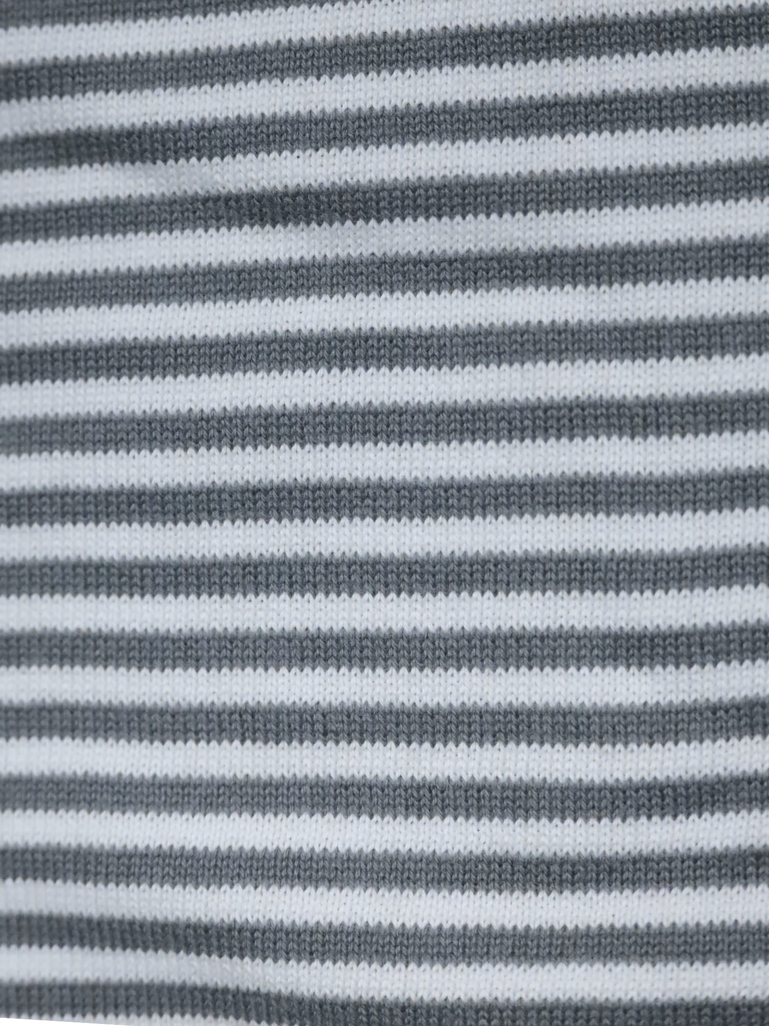Men Grey & White Striped Round Neck Flat Knit T-shirt