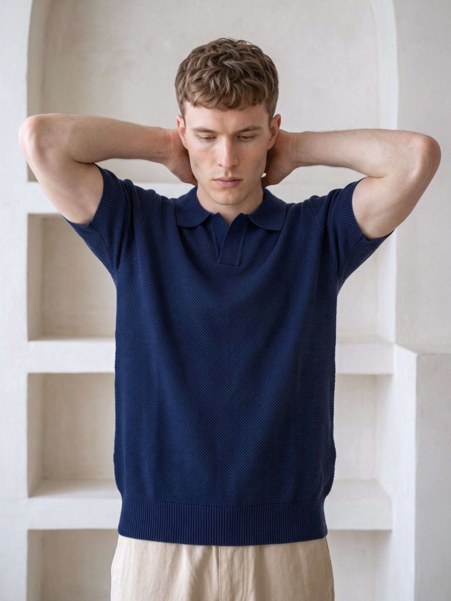 Men Flat Knit Polo