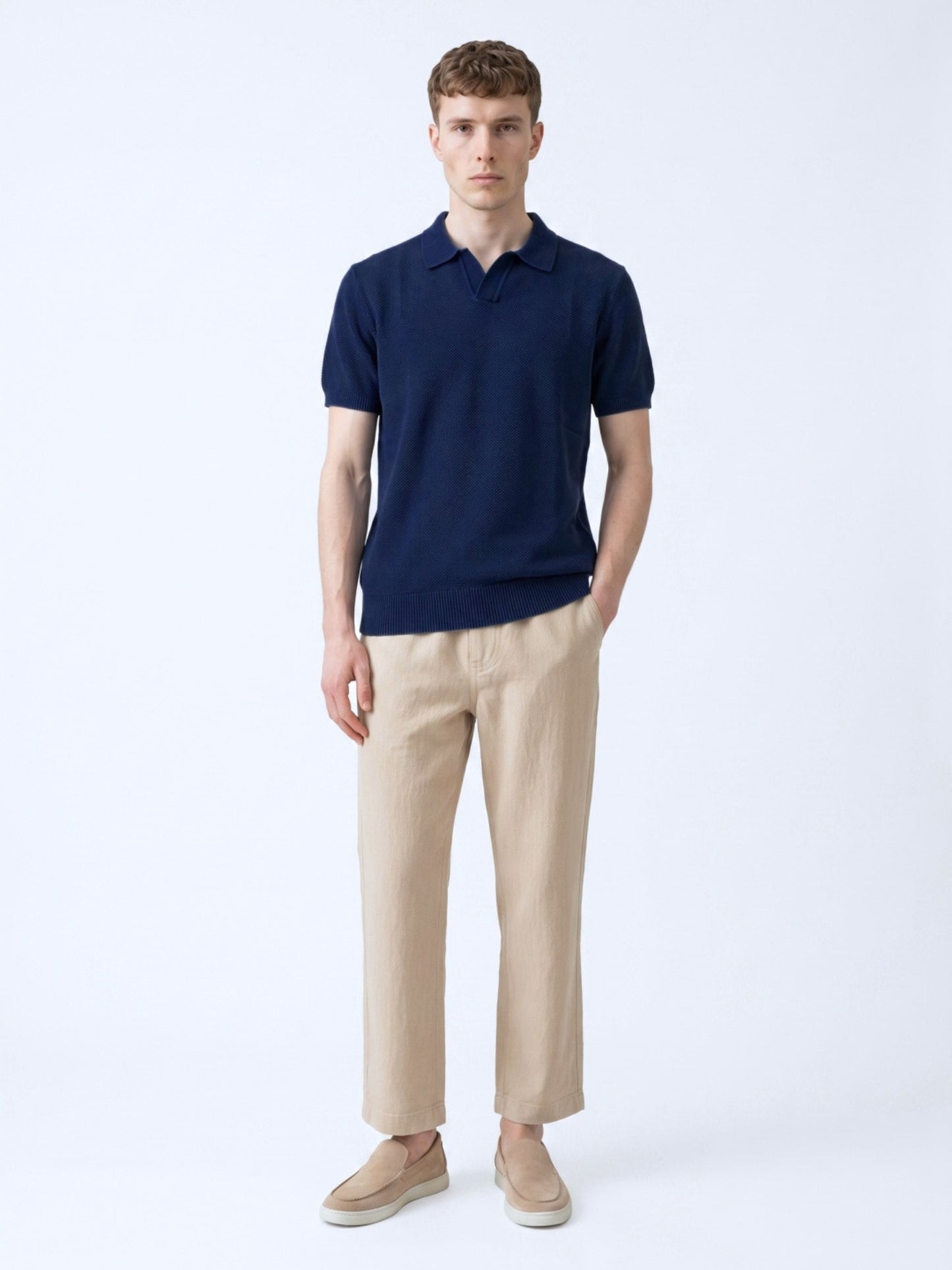 Men Flat Knit Polo