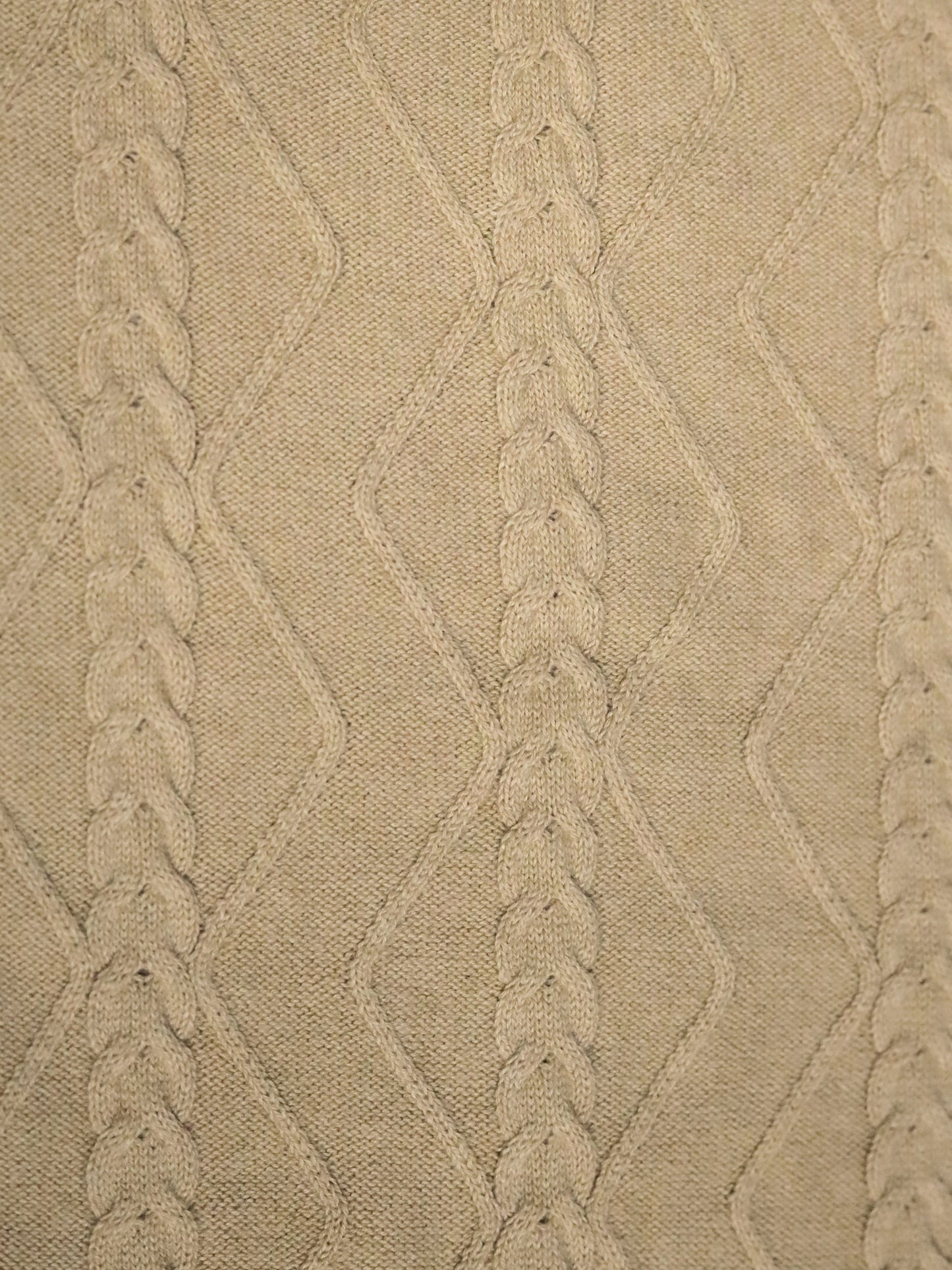 Beige Cable Flat Knit Polo T-shirt