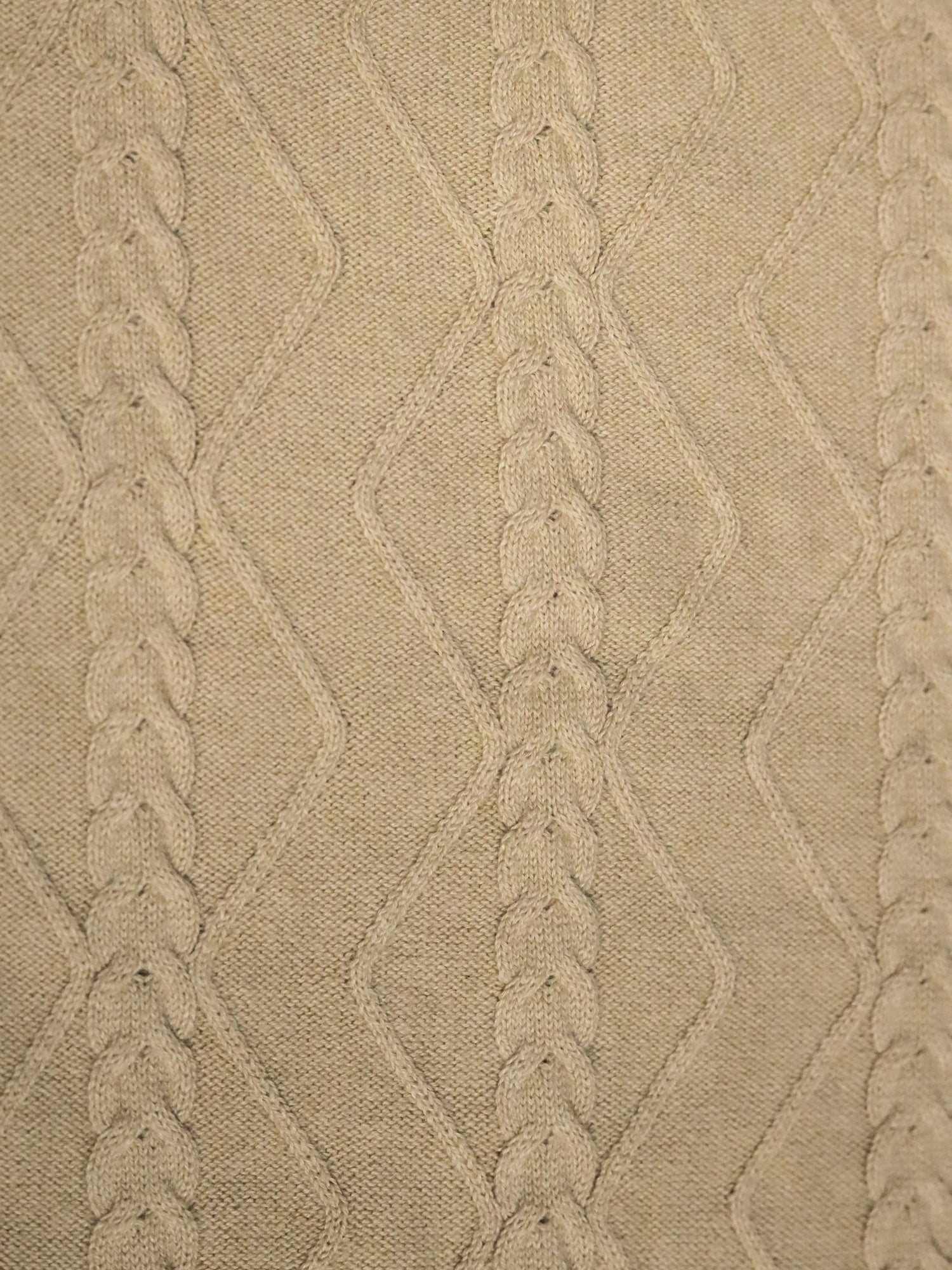 Beige Cable Flat Knit Polo T-shirt