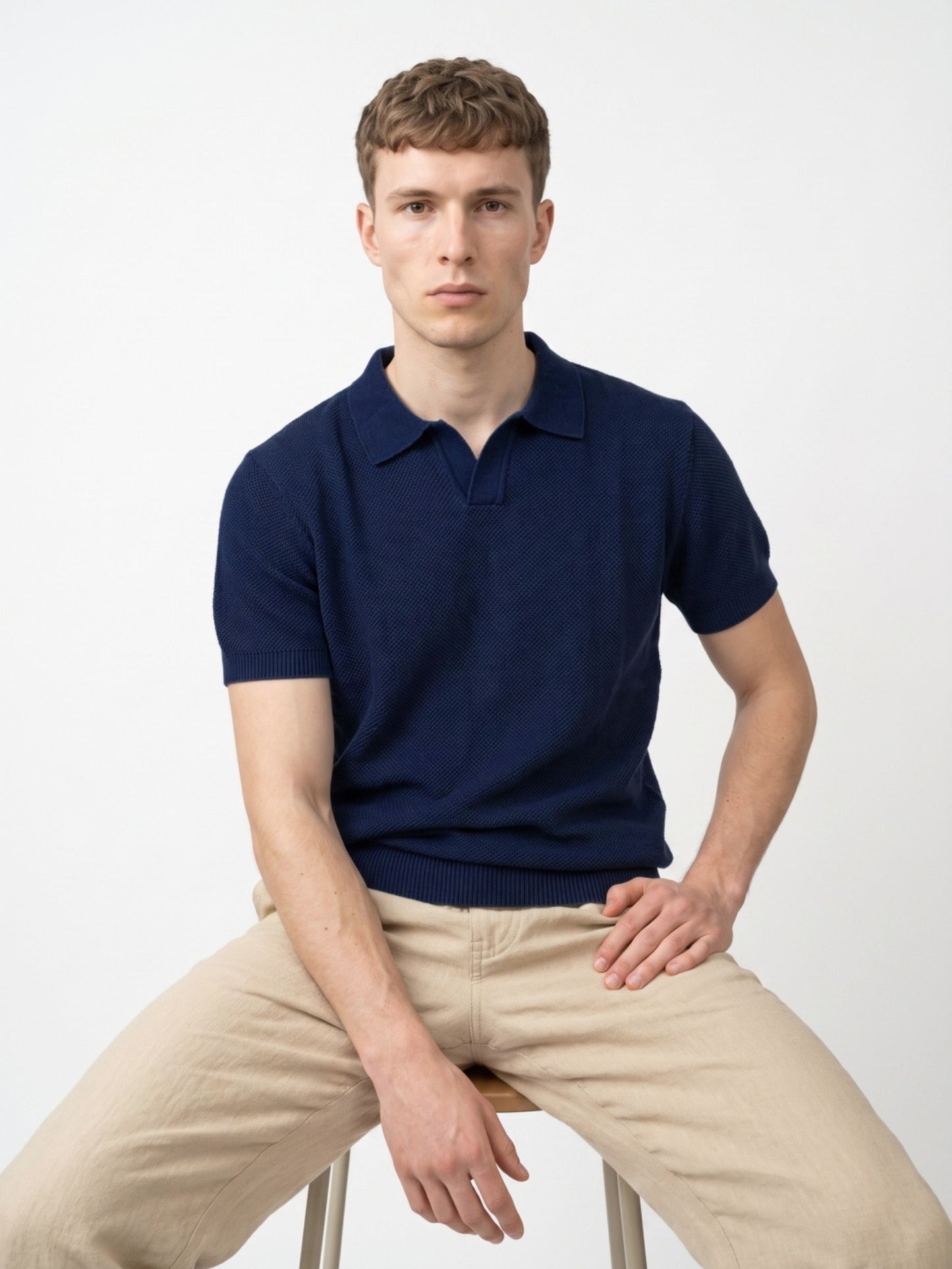 Men Flat Knit Polo