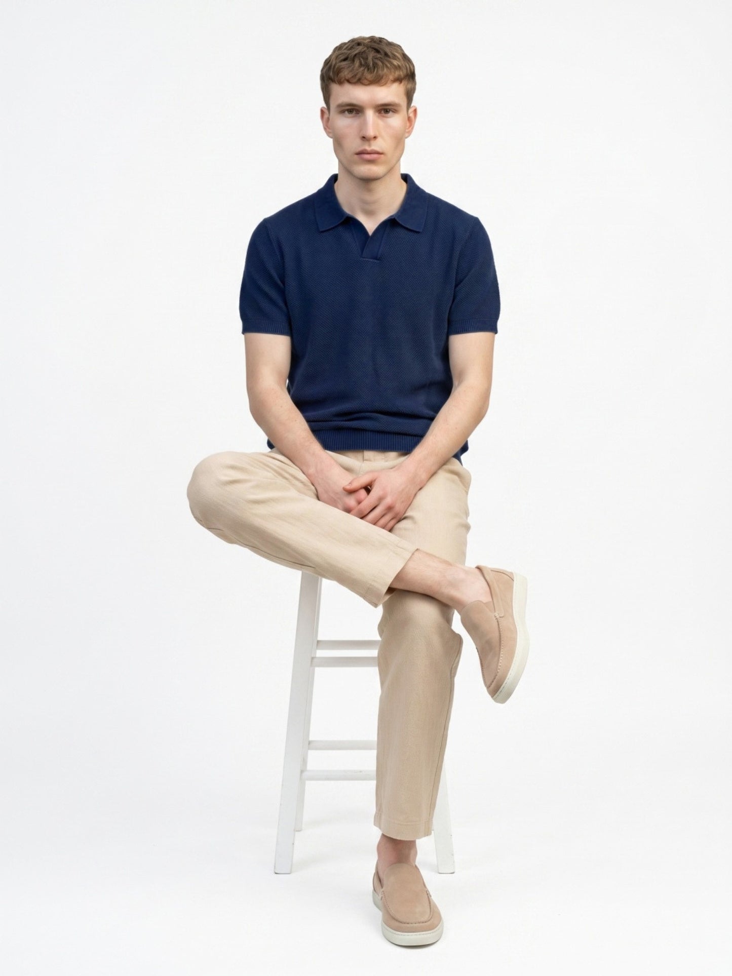 Men Flat Knit Polo