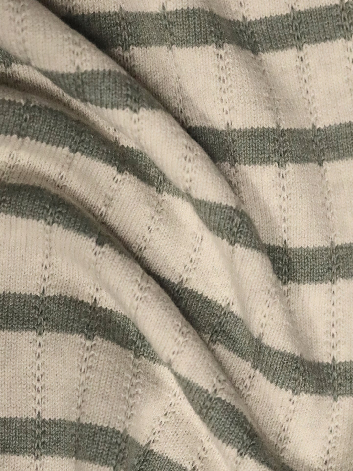 Striped Beige & Olive Flat Knit Polo