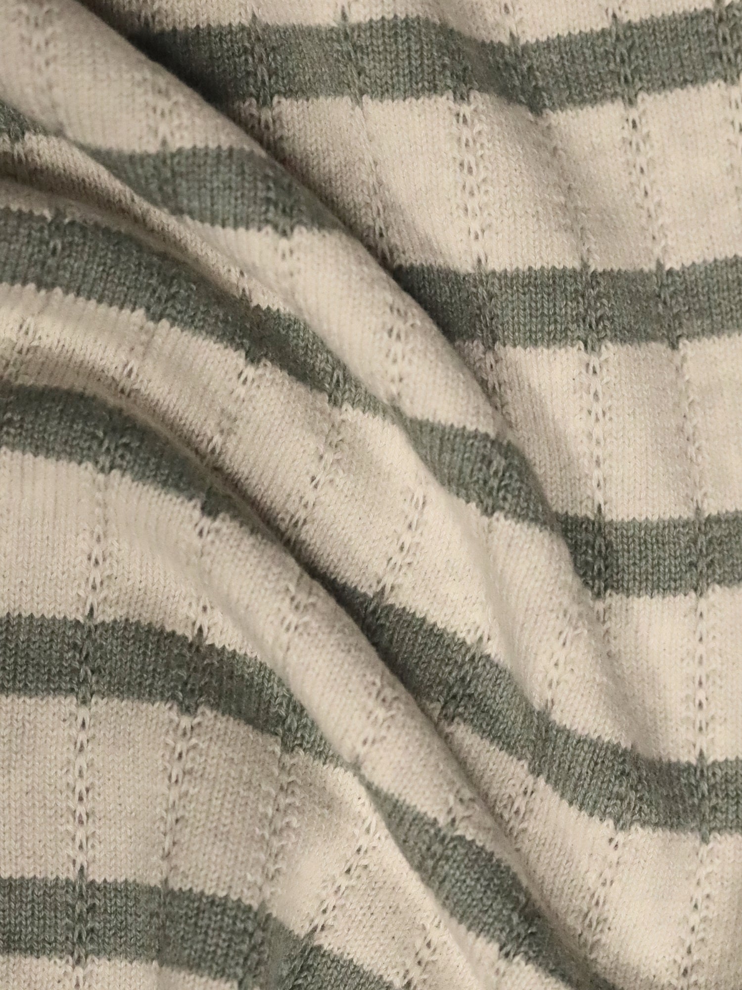 Striped Beige & Olive Flat Knit Polo