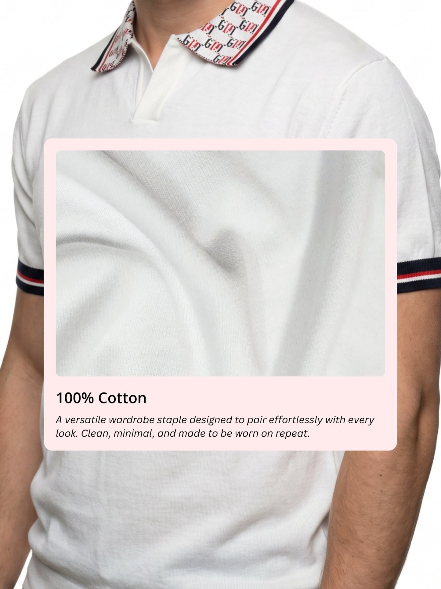 Flat Knit With Jacquard Collar Polo