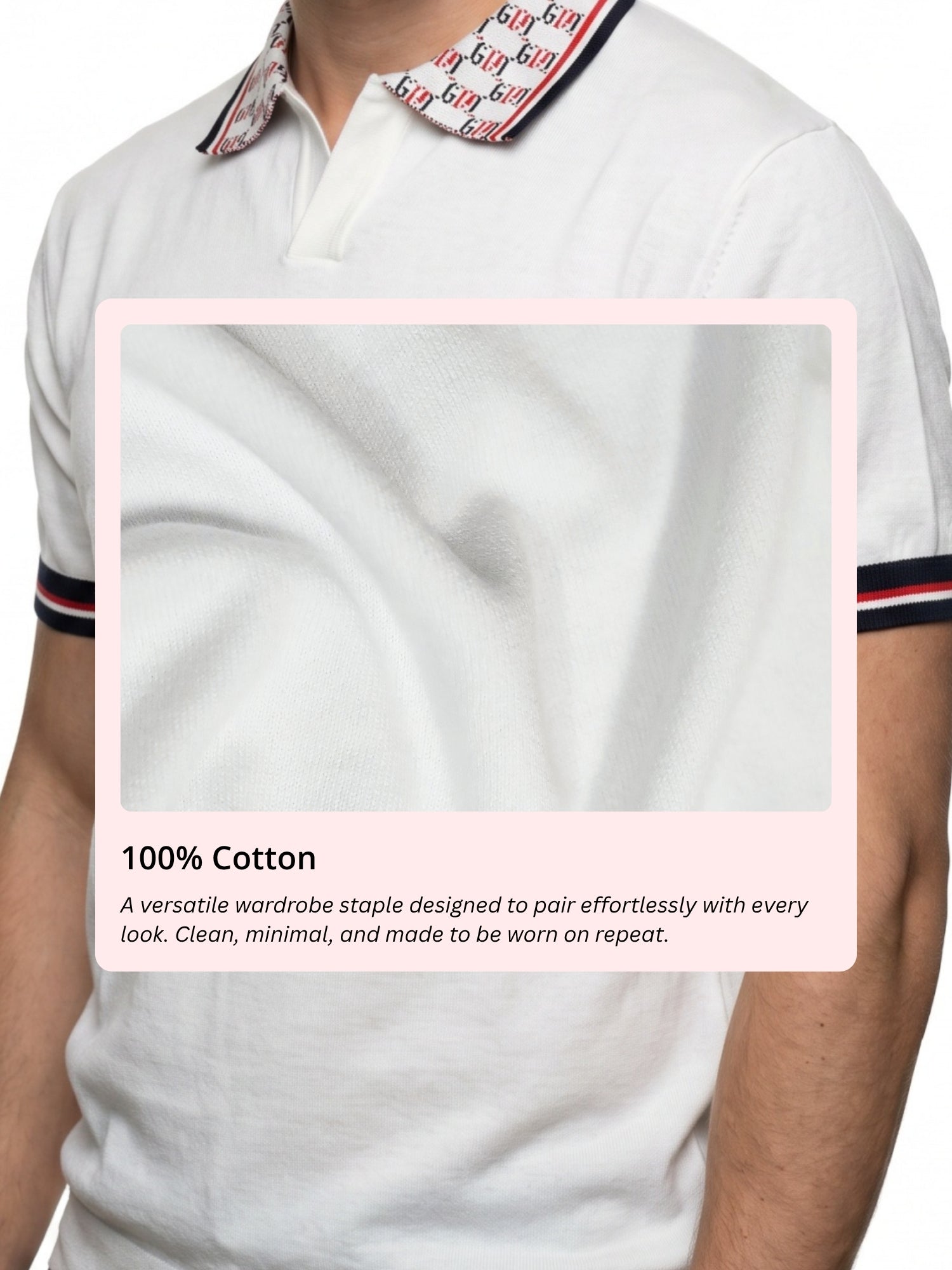 Flat Knit With Jacquard Collar Polo