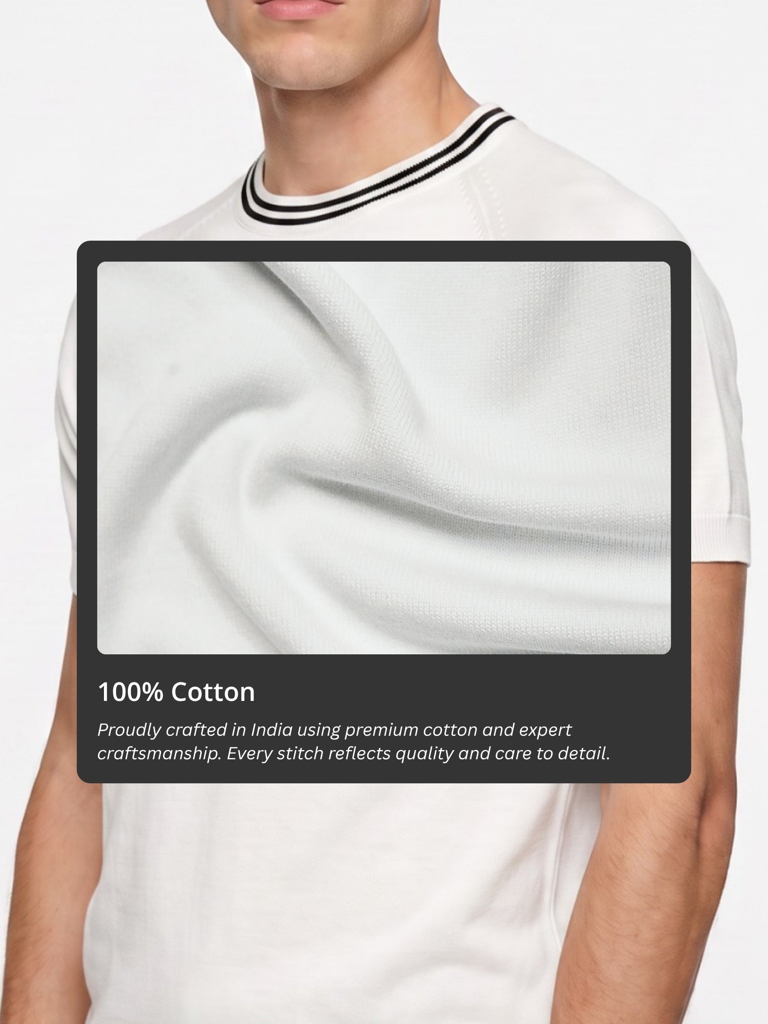 White Flat Knit Black Striped T-shirt