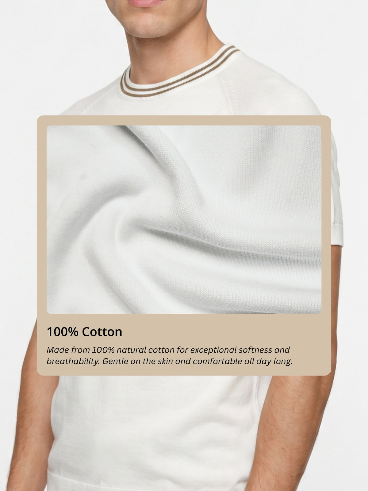 White Flat Knit Brown Striped T-shirt