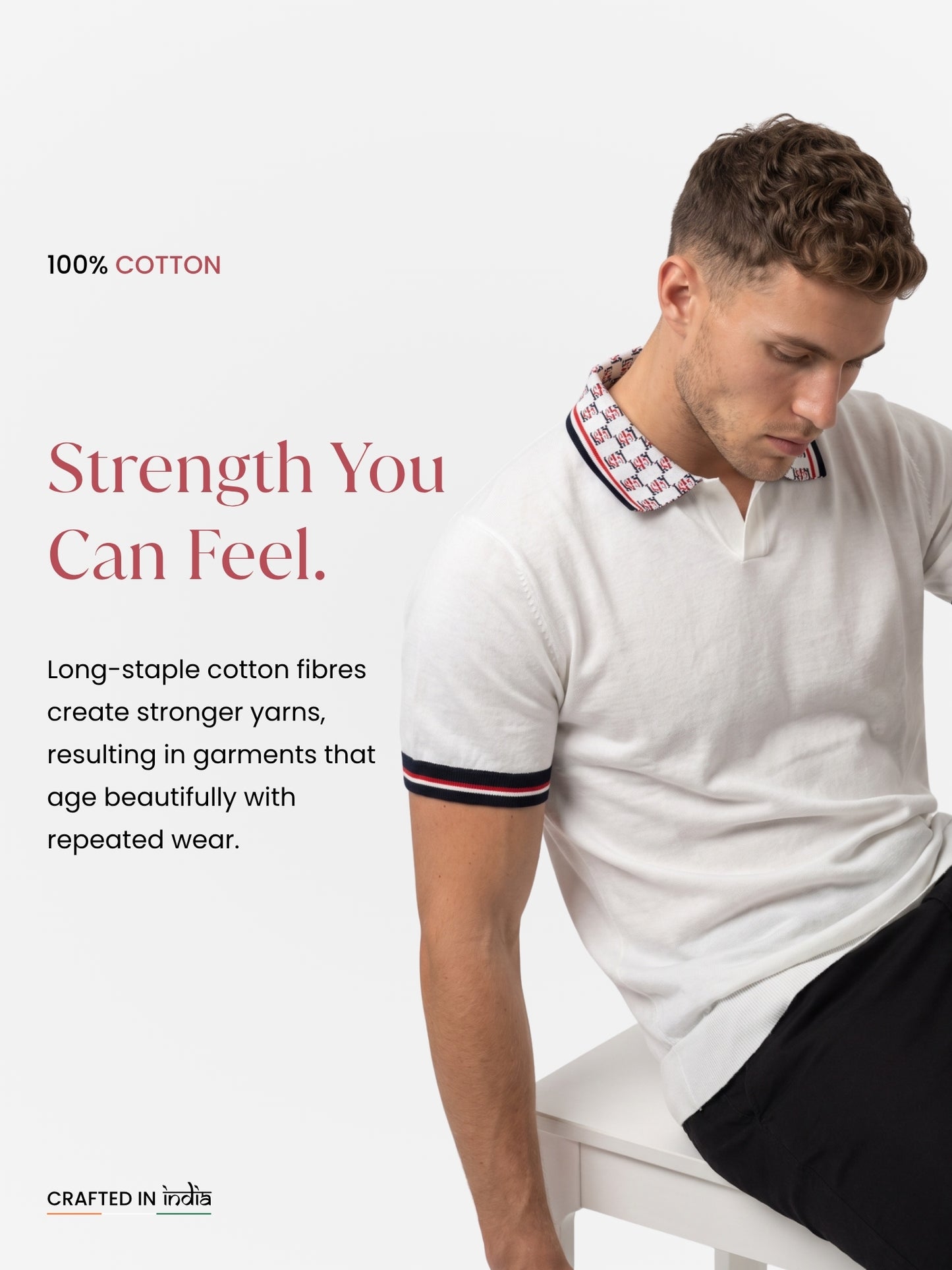 Flat Knit With Jacquard Collar Polo