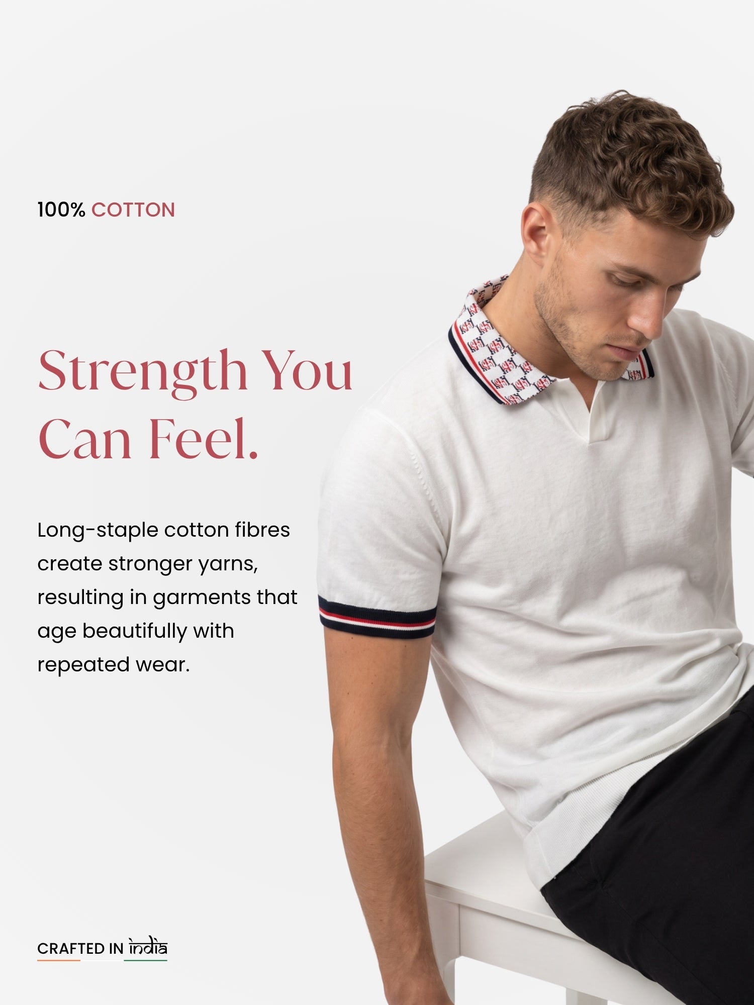 Flat Knit With Jacquard Collar Polo