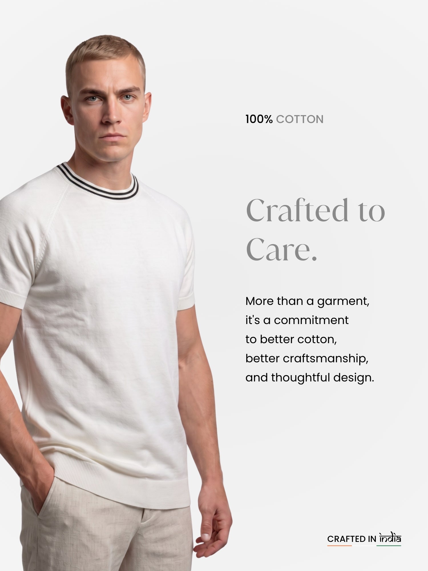 White Flat Knit Black Striped T-shirt
