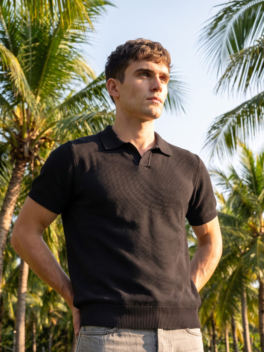 Men Flat Knit Polo