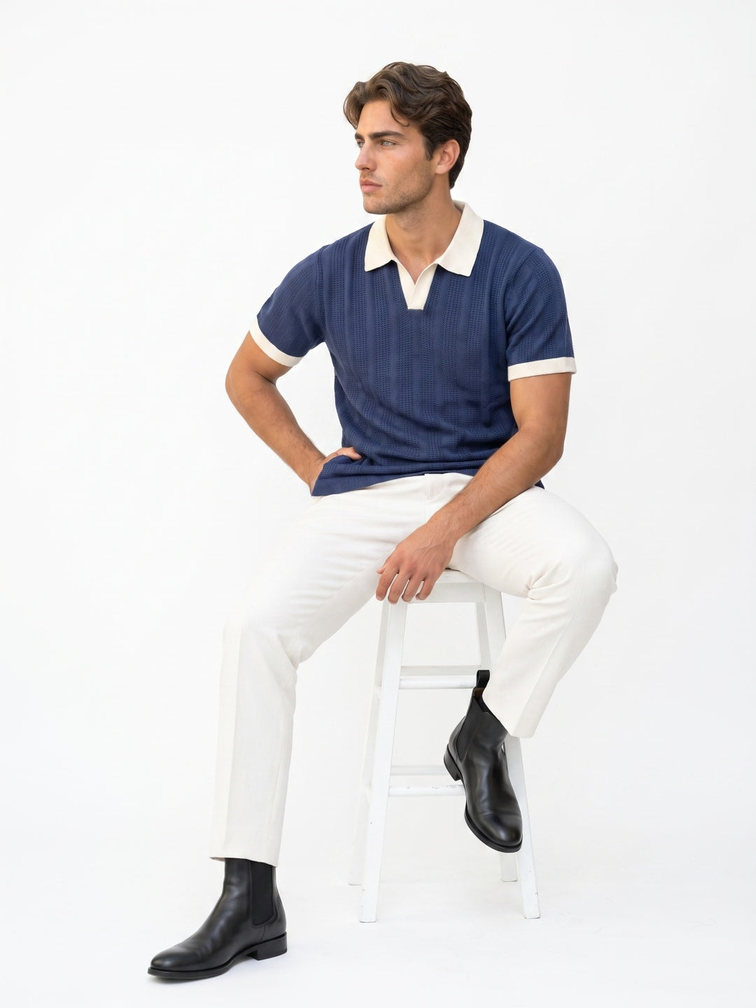 Men Flat Knit Polo