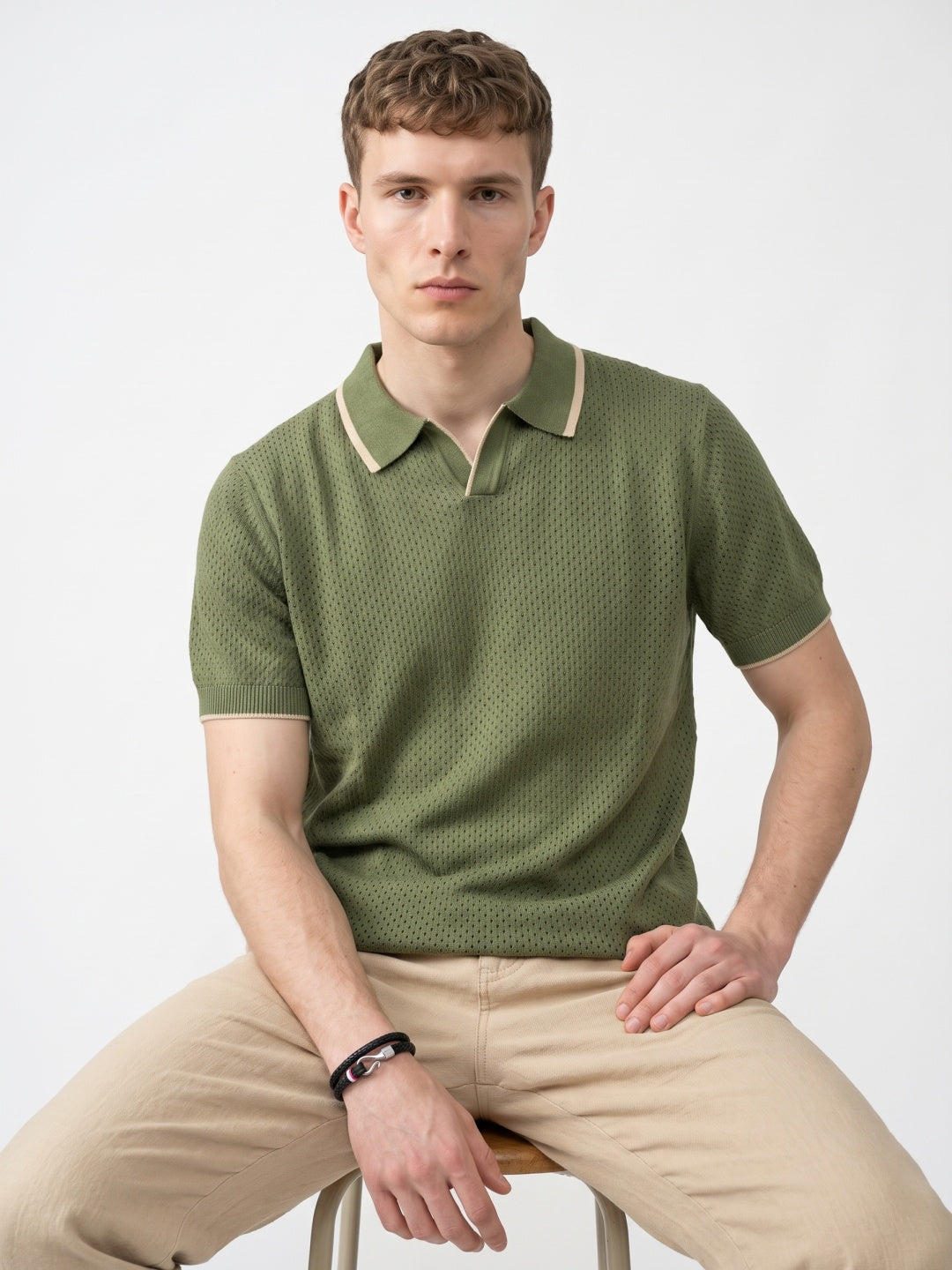 Men Flat Knit Polo