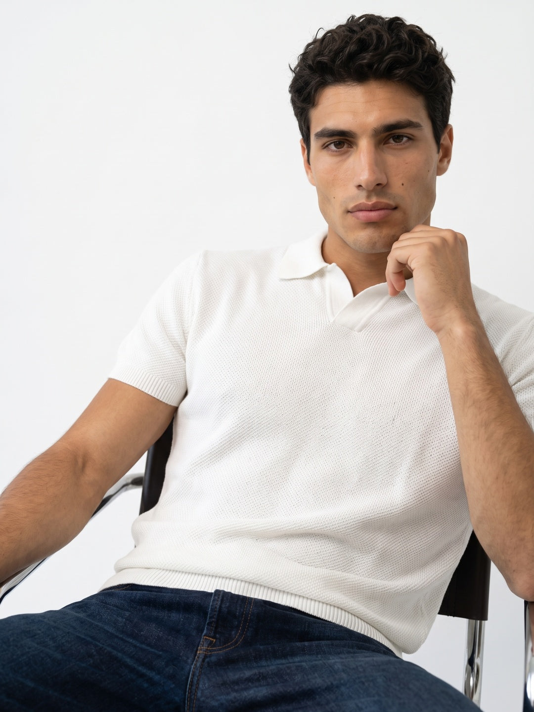 Men Flat Knit Polo