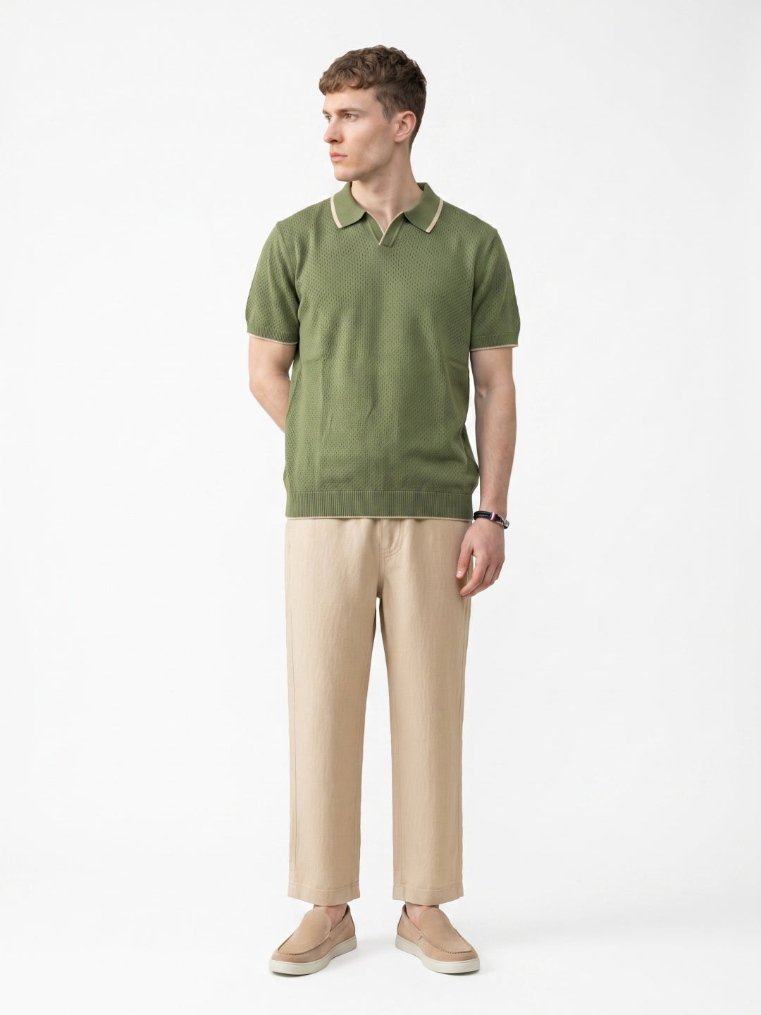 Men Flat Knit Polo