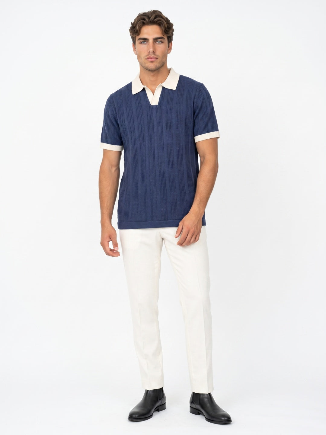 Men Flat Knit Polo