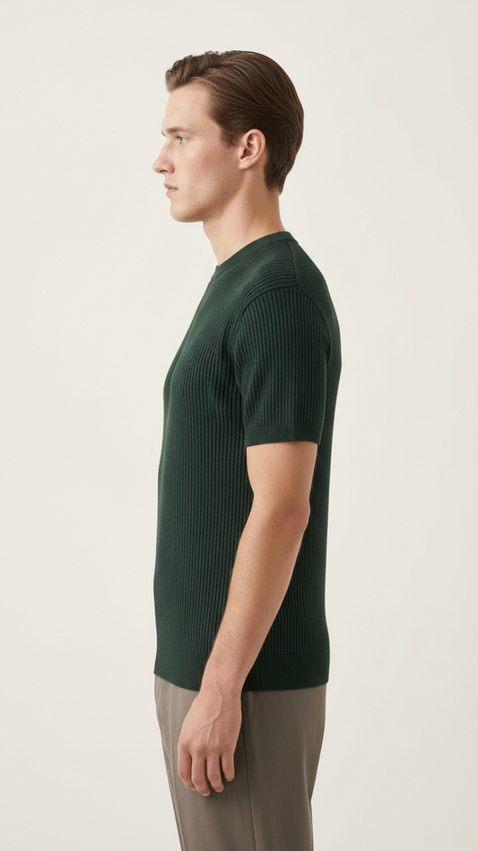 Dark Green Ribbed T-Shirt