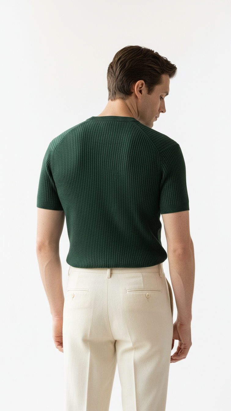Dark Green Ribbed T-Shirt