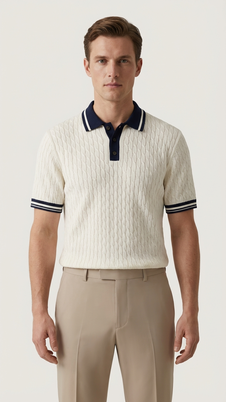 Riviera Tipped Cable Polo T-shirt