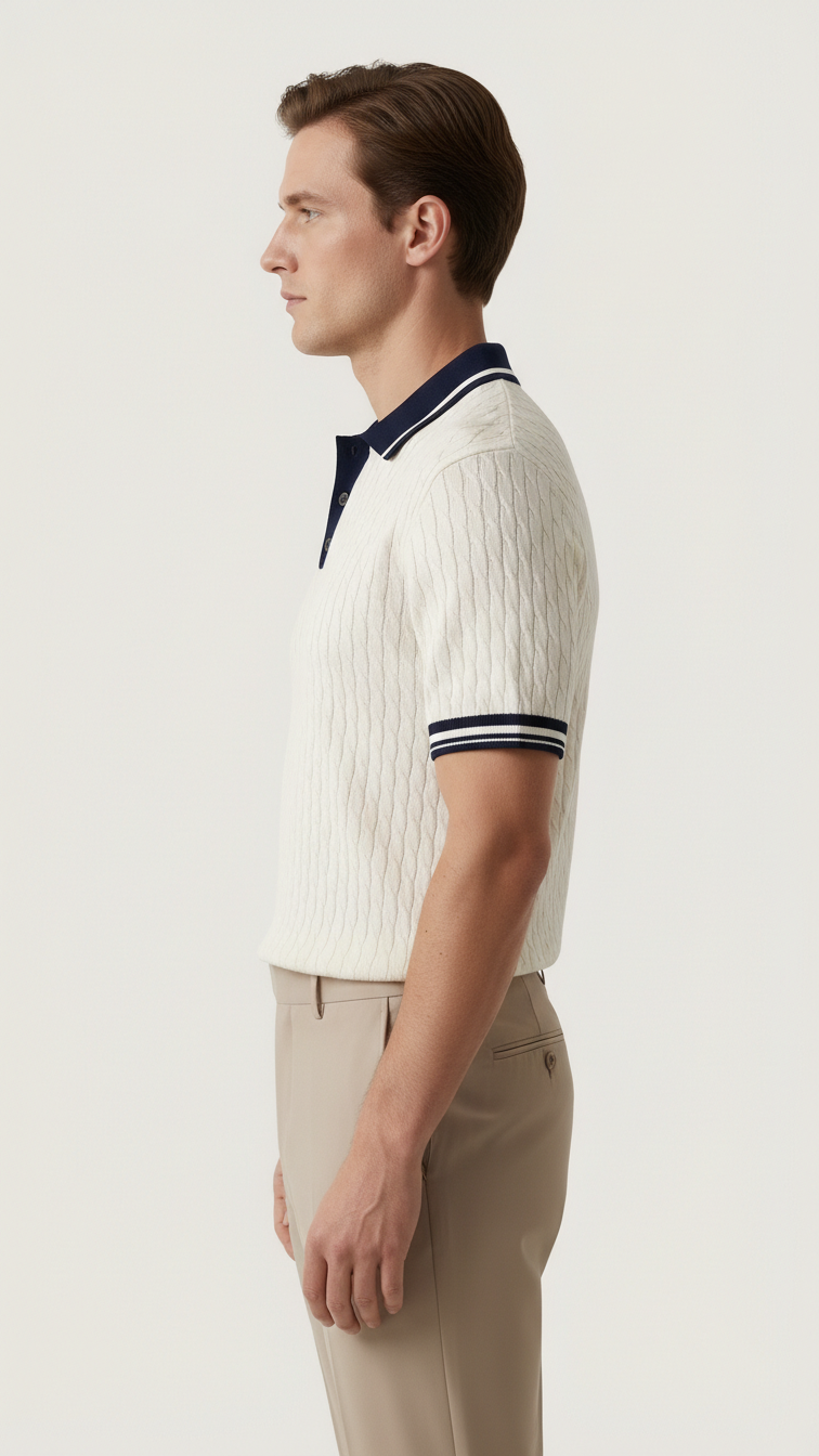 Riviera Tipped Cable Polo T-shirt