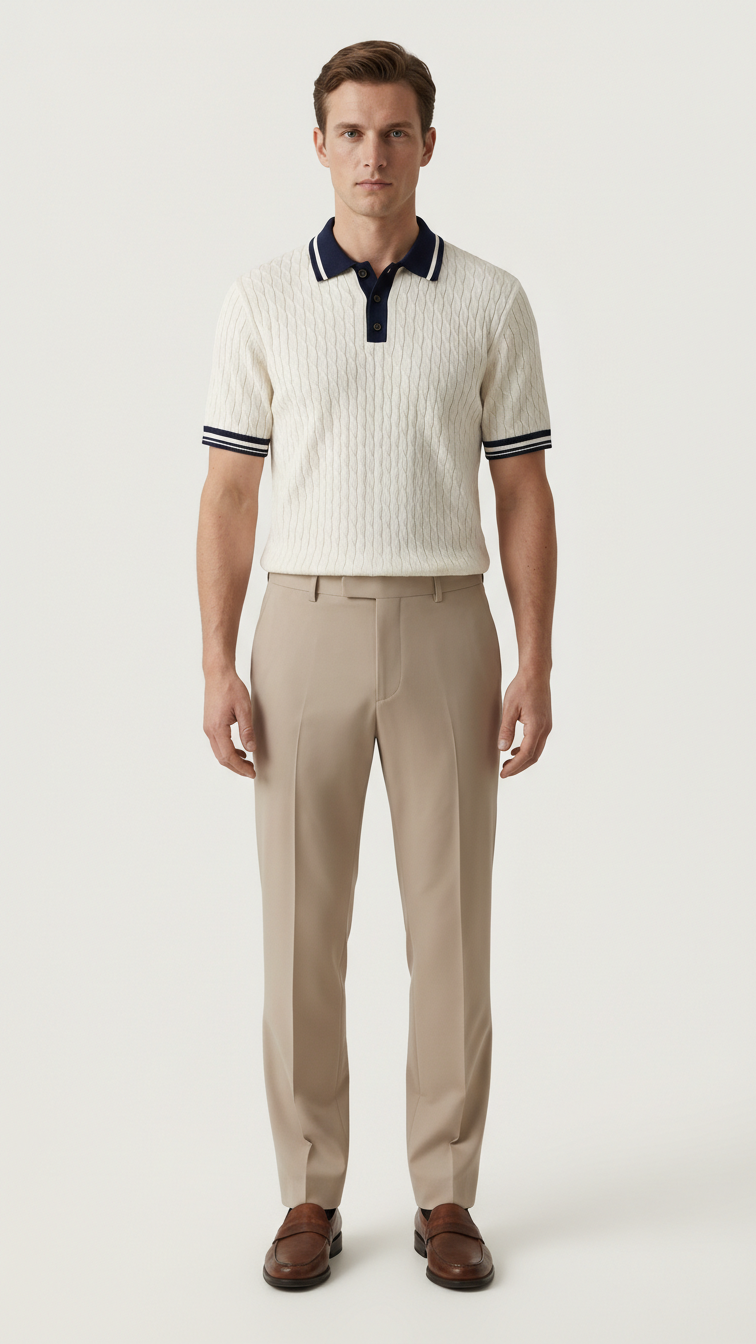 Riviera Tipped Cable Polo T-shirt