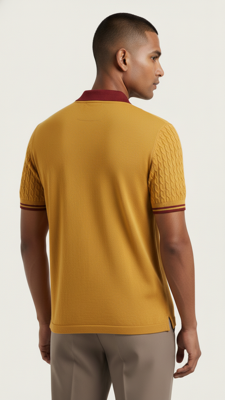 Mustard Yellow Polo with Contrast Collar