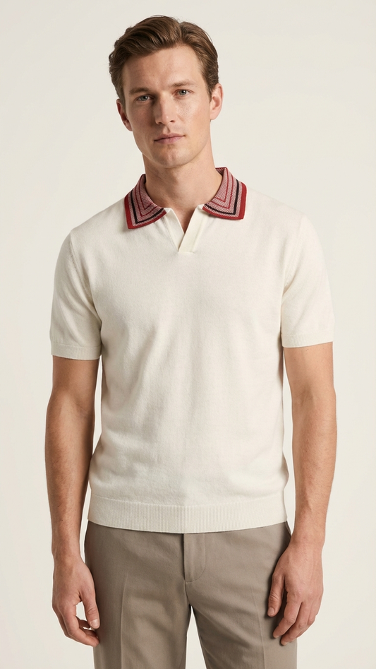 Off-White with Contrast Collar T-shirt