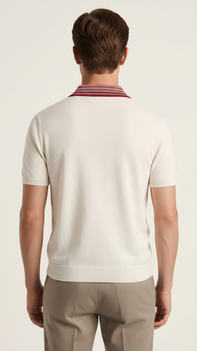 Off-White with Contrast Collar T-shirt