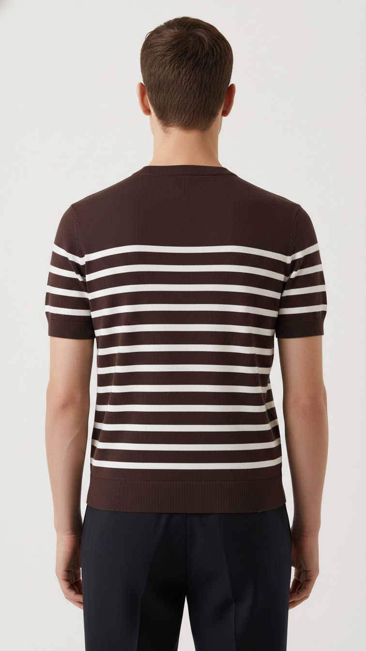 Brown and White Striped T-Shirt