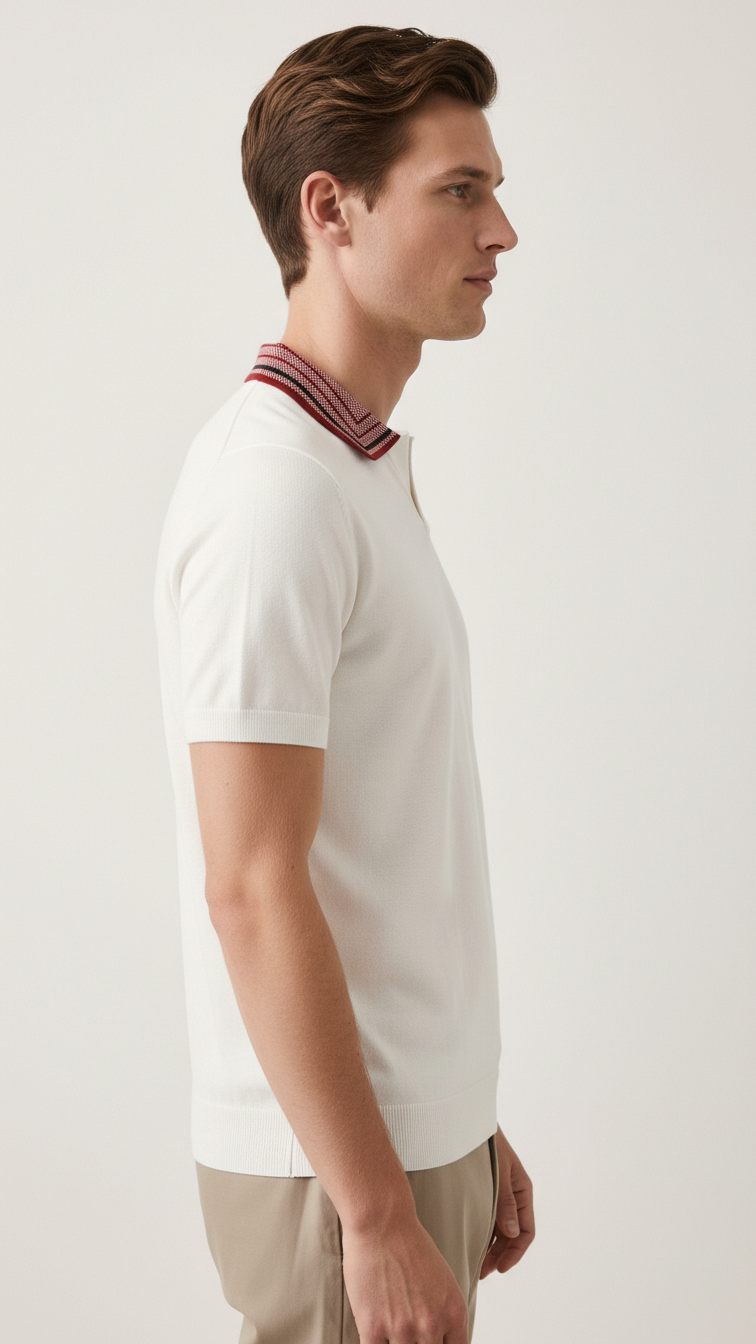 Off-White with Contrast Collar T-shirt