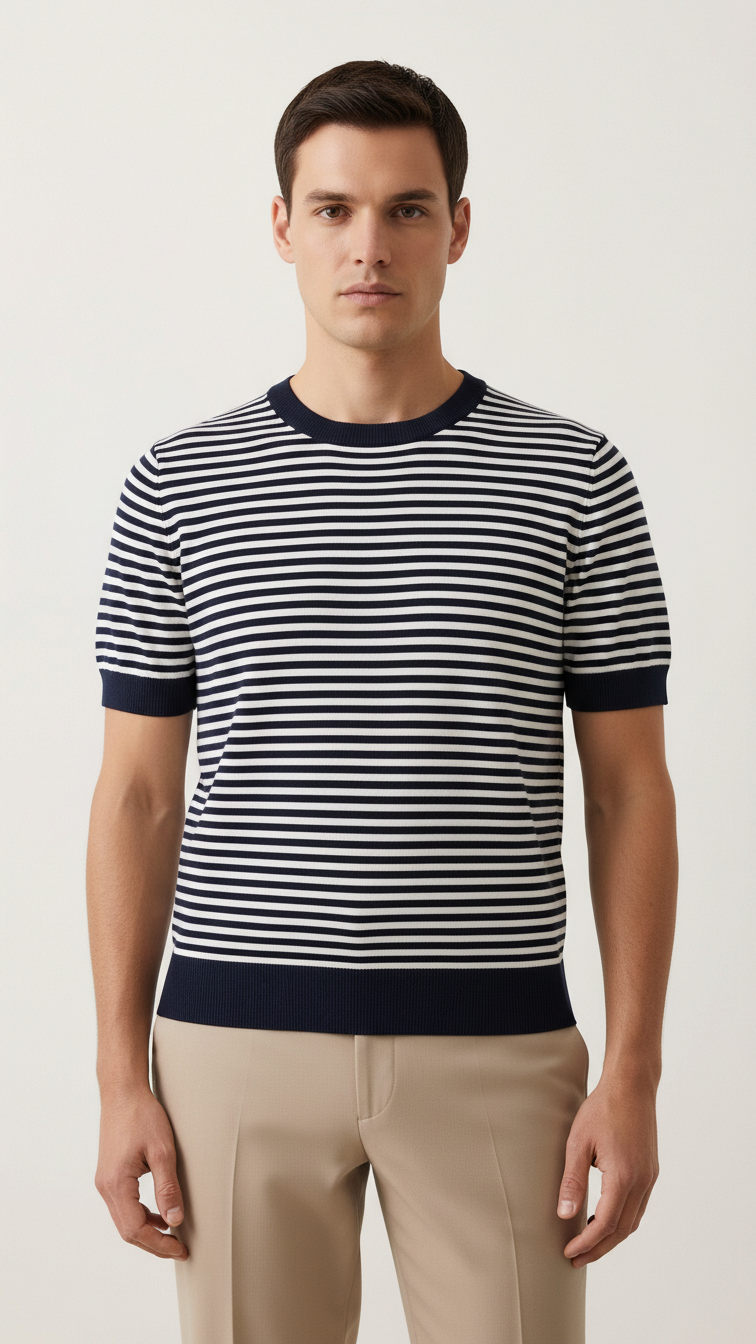Navy and White Striped T-shirt