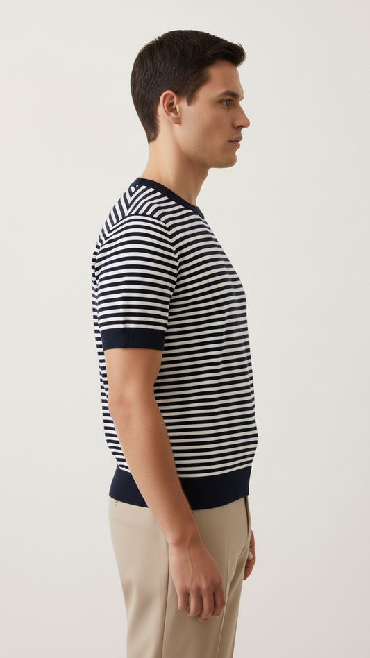 Navy and White Striped T-shirt