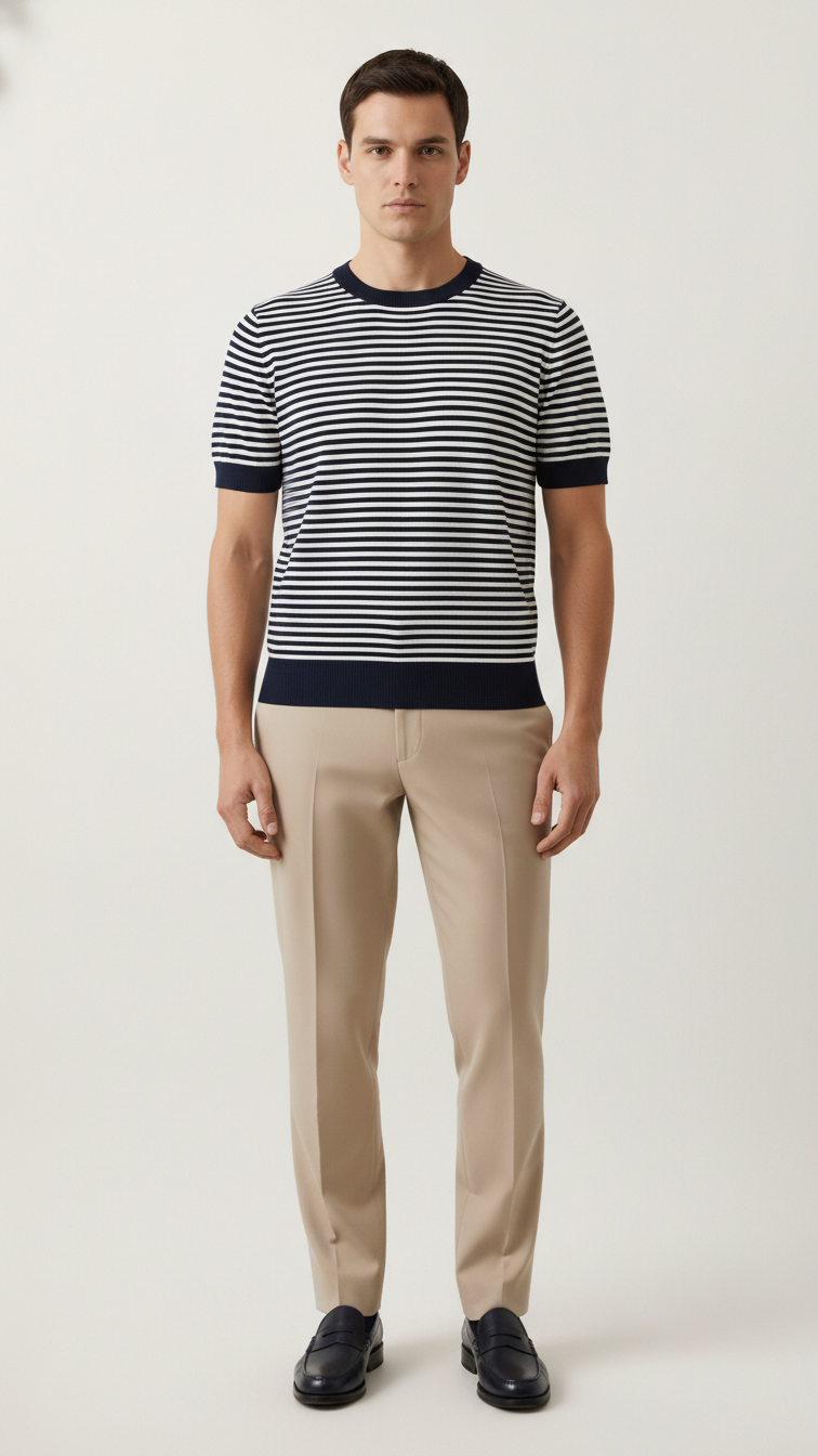 Navy and White Striped T-shirt