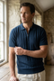 Navy Zip-Neck T-shirt