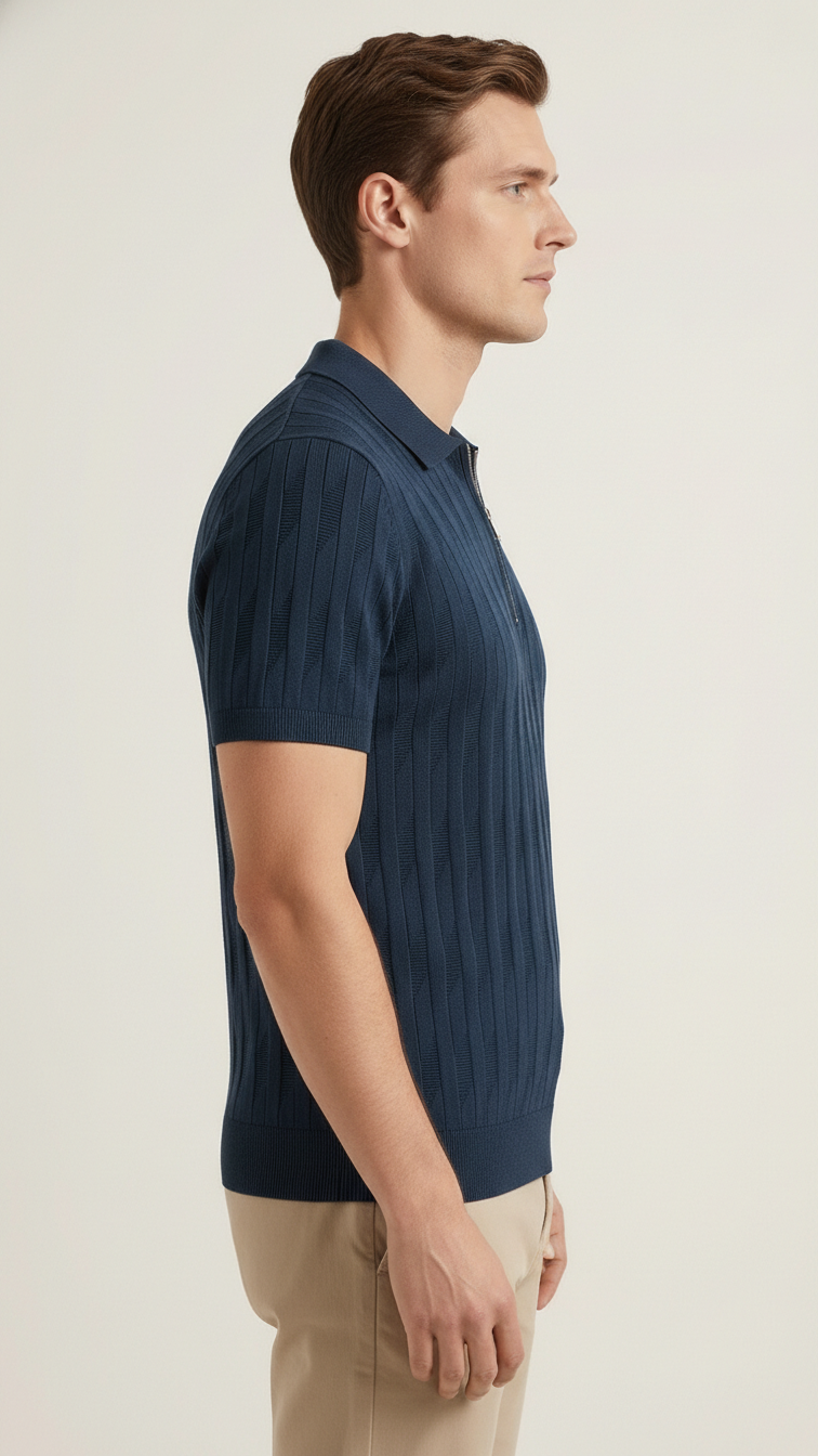 Navy Zip-Neck T-shirt