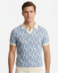 Kalidas Riviera Jacquard Flat Knit Polo – Sky Blue