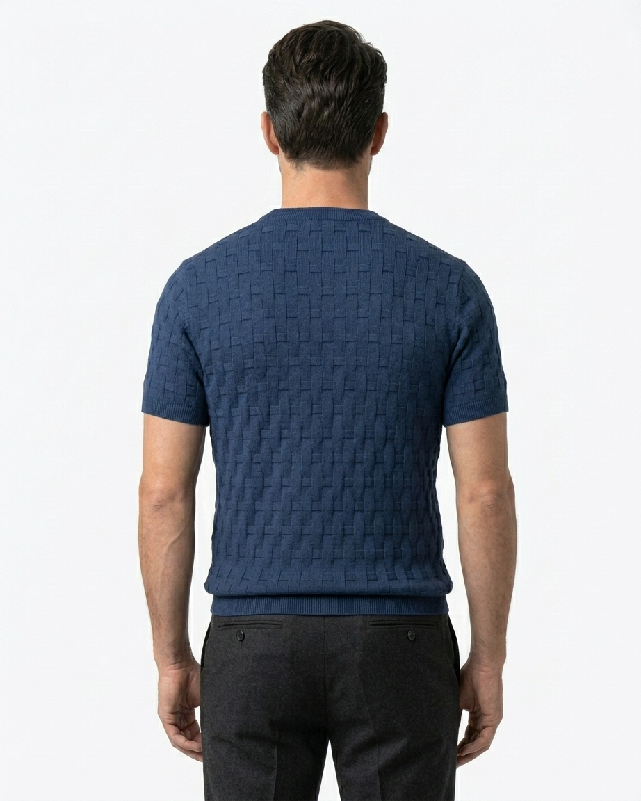 Kalidas Urban Weave Flat Knit Crew Neck – Midnight Navy
