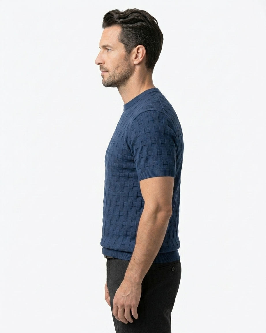 Kalidas Urban Weave Flat Knit Crew Neck – Midnight Navy