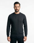 Heritage Cable Knit Crew Neck Sweater – Charcoal Black