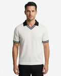 Kalidas Signature Contrast Collar Knit Polo – White & Green