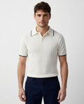 Kalidas Riviera Rib Knit Polo – Ivory