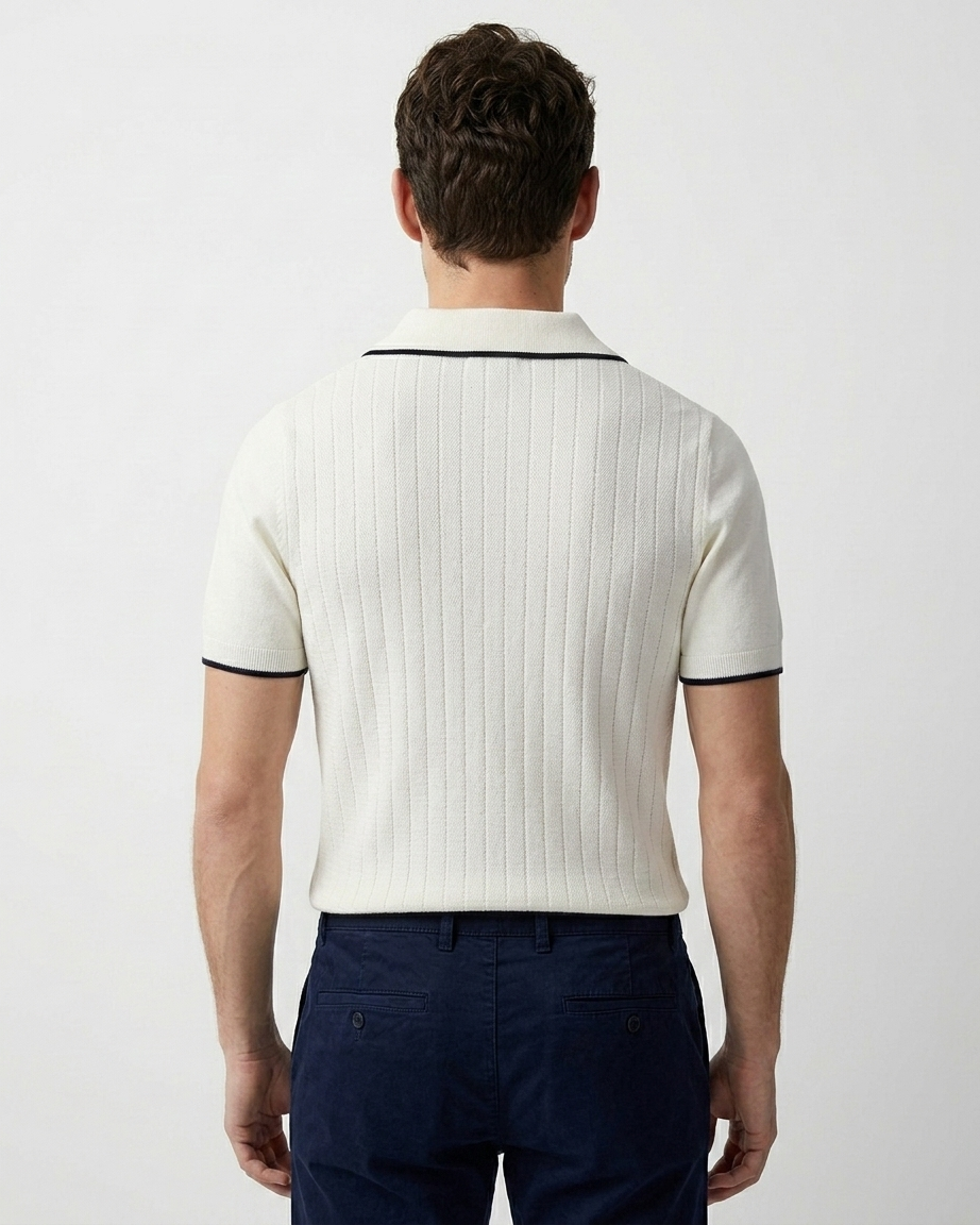Kalidas Riviera Rib Knit Polo – Ivory