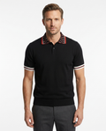 Kalidas Signature Contrast Collar Knit Polo – Midnight Black