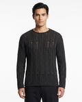 Kalidas Noir Open Knit Crew Neck Sweater – Charcoal Black