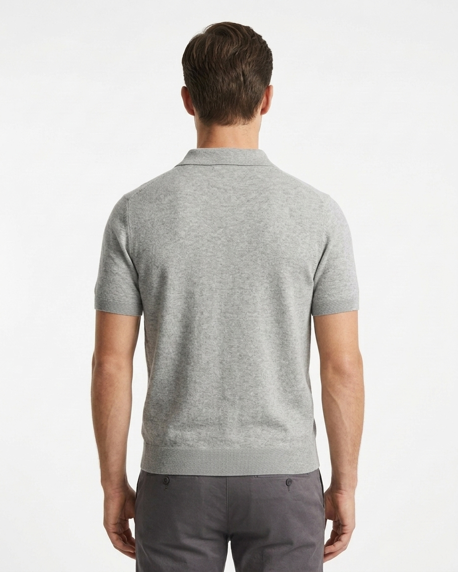 Kalidas Heritage Fine Knit Polo – Heather Grey