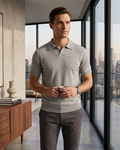 Kalidas Heritage Fine Knit Polo – Heather Grey