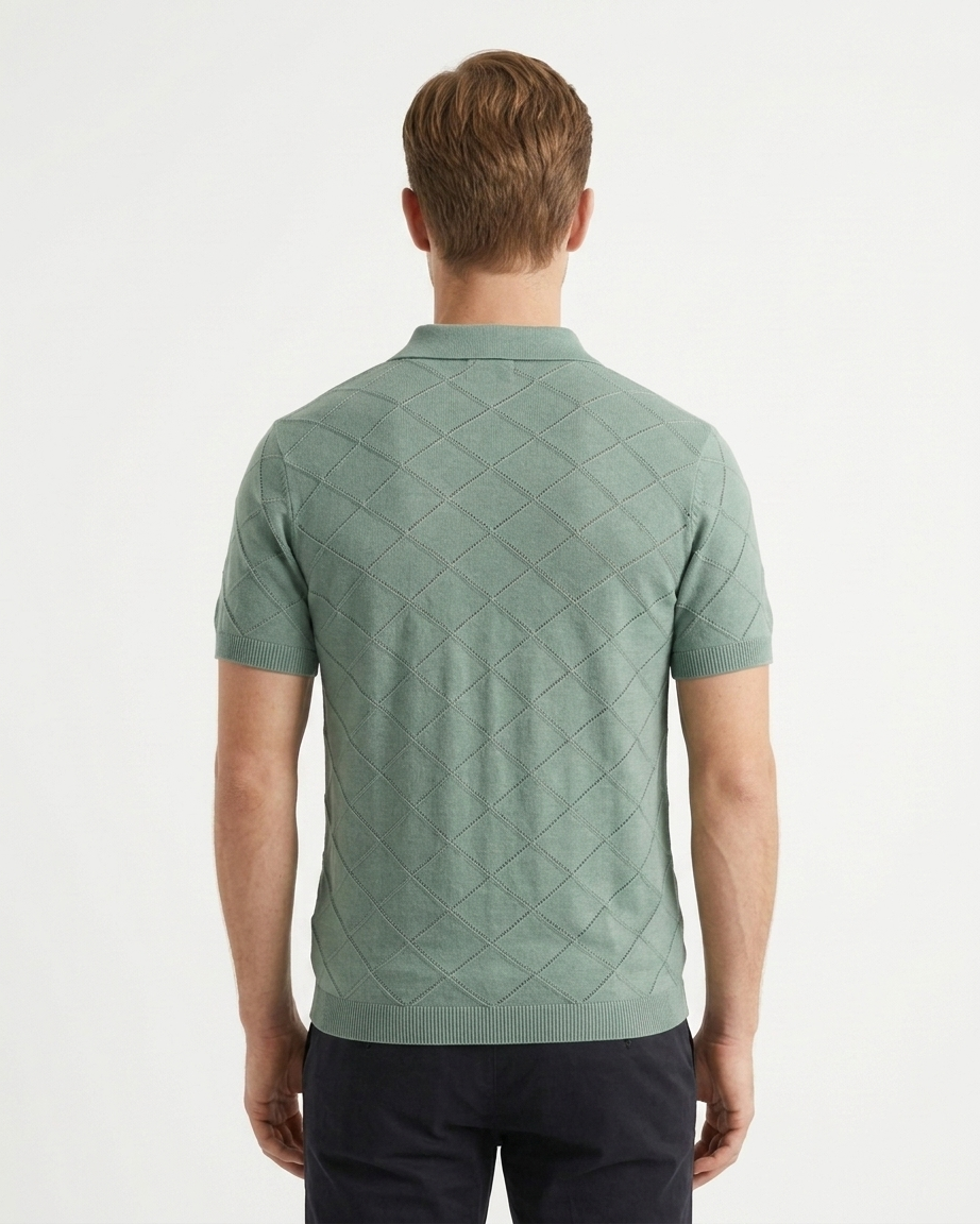 Kalidas Heritage Diamond Knit Polo – Sage Green